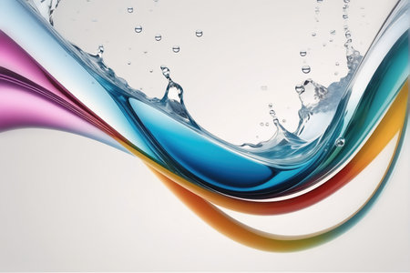 abstract colorful water wave on white background with copy space for textの素材