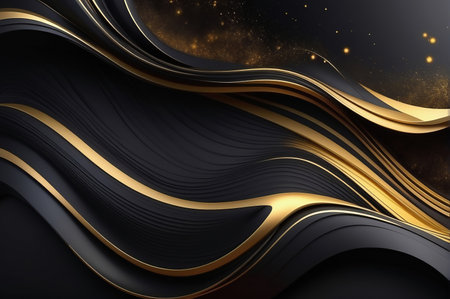 Abstract black and golden wavy background. Vector illustration for your designの素材