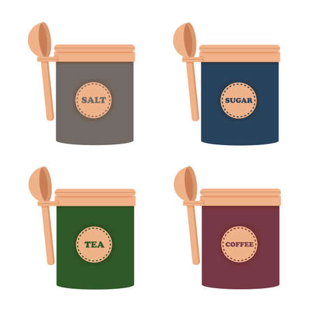 Jars for salt and sugar.のイラスト素材