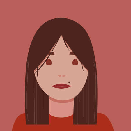 Flat character young brunette girlのイラスト素材