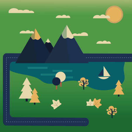 Beautiful view of the mountains and natureのイラスト素材