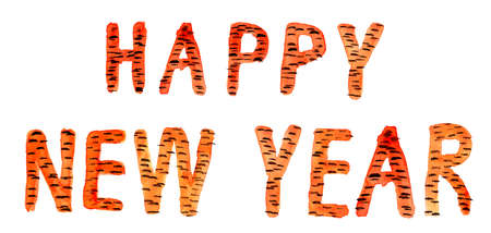 Watercolor illustration. The inscription 2022 for the new year with a tiger texture. New year, christmas, holidayの写真素材