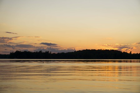 Sunset on lakeの写真素材