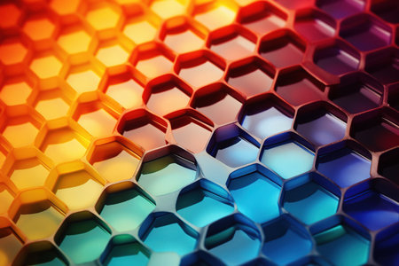 abstract gradient background honeycomb pattern, colorful.の素材