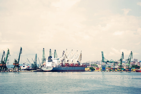 Summer on a cargo port in Varna, Bulgariaのeditorial素材