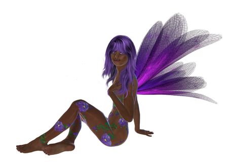 Purple flower fairy sittingの写真素材