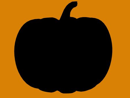 A  black halloween illustration silhouette on an orange backgroundの写真素材