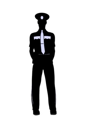 Male police officer silhouette illustration on a white backgroundの写真素材