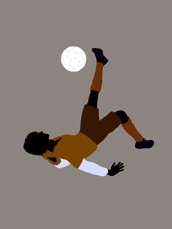 Male soccer player art illustration silhouette on a white backgroundの写真素材