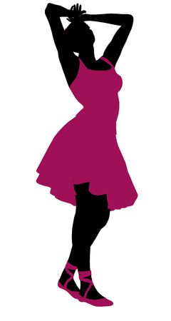 Female ballerina illustration silhouette on a white backgroundの写真素材