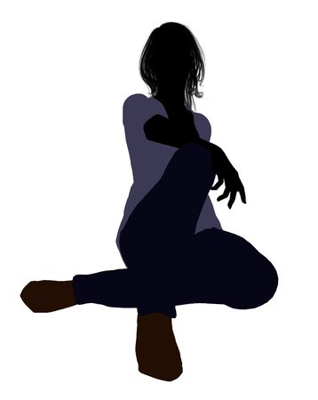 Casual dressed female silhouette on a white backgroundの写真素材