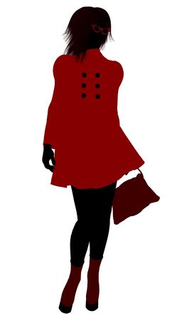 School girl illustration silhouette on a white backgroundの写真素材