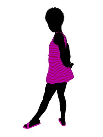 African American teenager silhouette on a white backgroundの写真素材