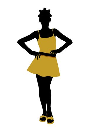 African American teenager silhouette on a white backgroundの写真素材