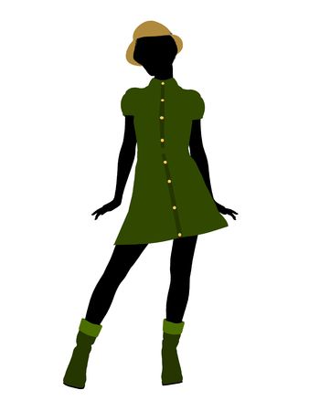Casual dressed african american female silhouette on a white backgroundの写真素材