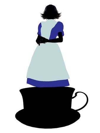 Allice in wonderland illustration silhouette on a white backgroundのeditorial素材