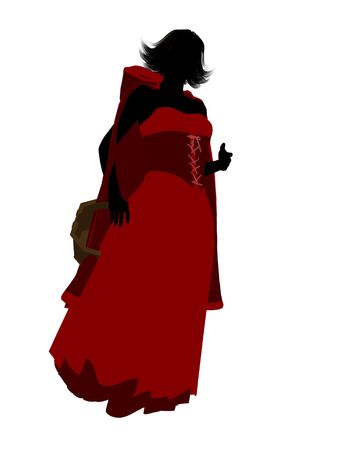 Little Red Riding Hood illustration silhouette on a white backgroundの写真素材