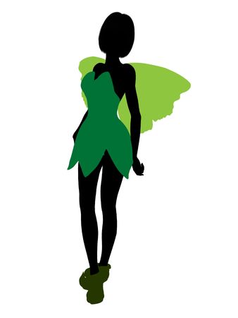 Tinker Bell illustration silhouette on a white backgroundの写真素材