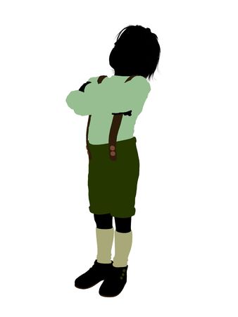 Hansel and gretal illustration silhouette on a white backgroundの写真素材