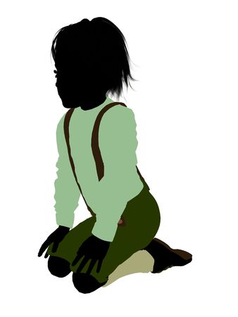 Hansel and gretal illustration silhouette on a white backgroundの写真素材