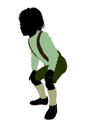 Hansel and gretal illustration silhouette on a white backgroundの写真素材