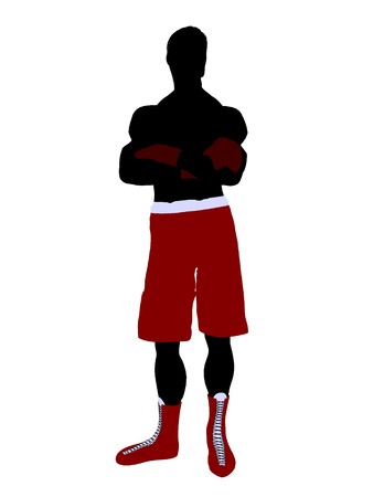 Male boxer art illustration silhouette on a white backgroundの写真素材
