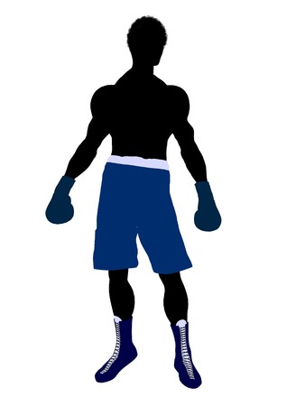 African american male boxer art illustration silhouette on a white backgroundの写真素材