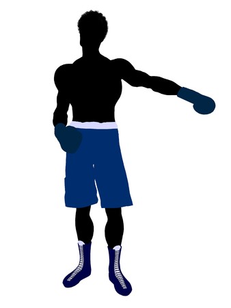 African american male boxer art illustration silhouette on a white backgroundの写真素材