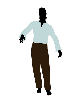 Frankenstein  halloween silhouette illustration on a white backgroundの写真素材