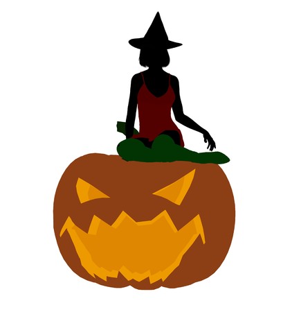 Sexy halloween witch silhouette illustration on a white backgroundの写真素材
