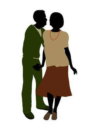 Active seniors couple silhouette illustration on a white backgroundの写真素材