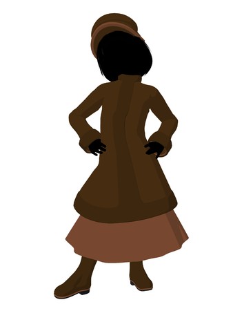 Victorian girl silhouette on a white backgroundの写真素材