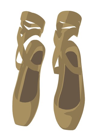 Ballet slippers on a white backgroundの写真素材