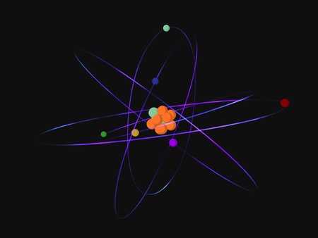 Atom turning around on a black backgroundの写真素材
