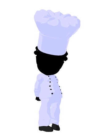 Little african american chef girl on a white backgroundの写真素材