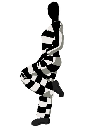 Female criminal on a white backgroundの写真素材