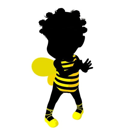 Little african american bumble bee girl on a white backgroundの写真素材