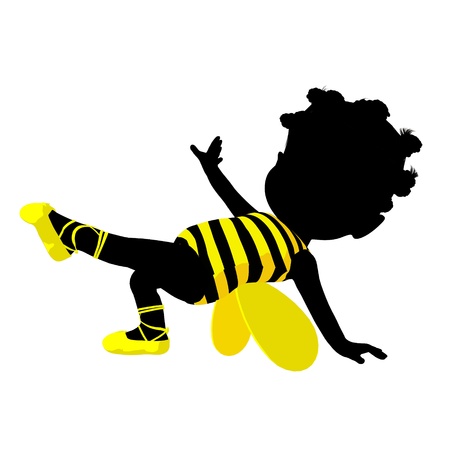 Little african american bumble bee girl on a white backgroundの写真素材