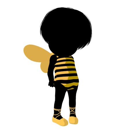 Little bumble bee girl on a white backgroundの写真素材