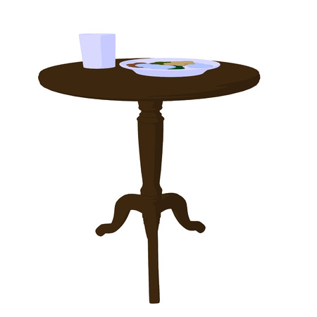 Round table with a plate and a cupの写真素材