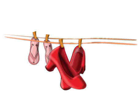 shoes hangingの写真素材