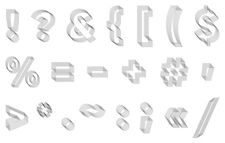Punctuation marks design element. 3D Geometric letter. Streetwear stile. Impossible shape, optical illusion. Sacred geometry. Vector illustration 10 eps.のイラスト素材