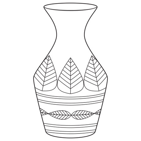 Outline vase, vector linear. Vase pottery, ancient pot greek illustration. Black and white. Art therapy Coloring page. Vector illustrationのイラスト素材