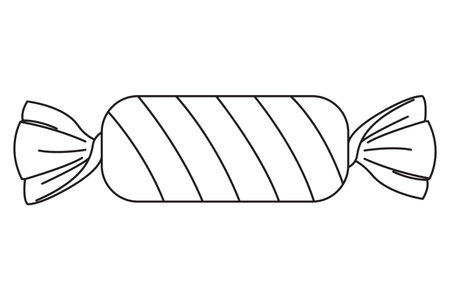 Candy icon with outline style. Icon for web design, apps, sticker, banner, poster, printing usage and part of logo. Black and white. Art therapy Coloring page. Vector illustrationのイラスト素材