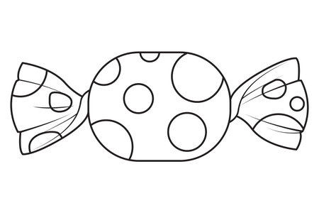 Candy icon with outline style. Icon for web design, apps, sticker, banner, poster, printing usage and part of logo. Black and white. Art therapy Coloring page. Vector illustrationのイラスト素材