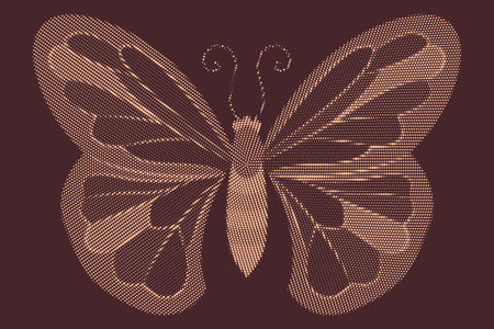 Retro Halftone butterfly background. Butterfly of halftone dots. Vector illustrationのイラスト素材