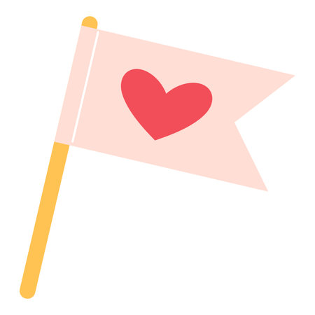 Valentines Day Festive flag with heart. wedding and valentines day concept. Simple Hand Drawn. Retro flat style. Perfect For Poster, Valentines Day Greeting Card. Vector illustrationのイラスト素材