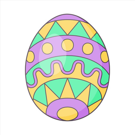 Easter Egg with ornament. Design elements for holiday cards. Happy Easter. Cartoon flat, retro style Vector illustration.のイラスト素材