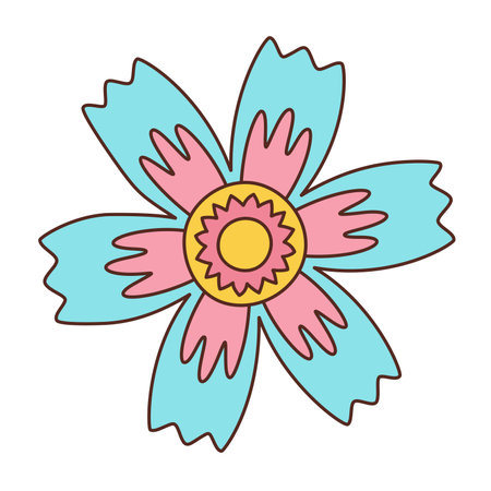 Retro Groovy Yellow Flower Hippie illustration isolated on White Background. Retro style Vector illustrationのイラスト素材