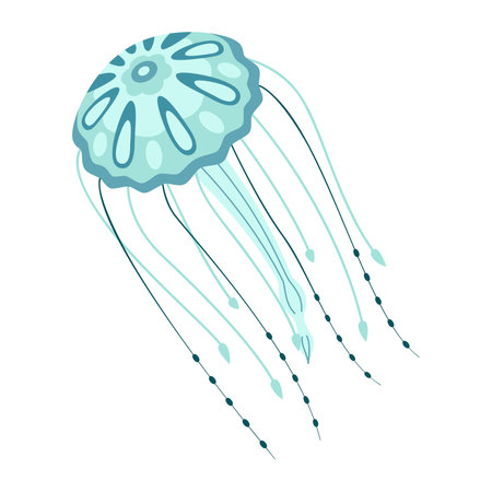 Cartoon jellyfish flat style. Medusa vector illustration. Modern flat illustration Jellyfish isolated on white background. Vector illustrationのイラスト素材